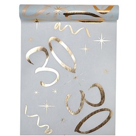 Santex Table Runner White Gold 30 Years 30cm x 5m Decorative Fabric Banner Table Runner Table Runner