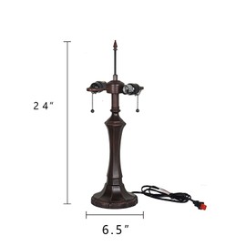 Capulina Tiffany Table Lamp Base Replacement,for 16-18 Inches Lampshade Pole Height 24 Inches Bronze Finished Resin Base