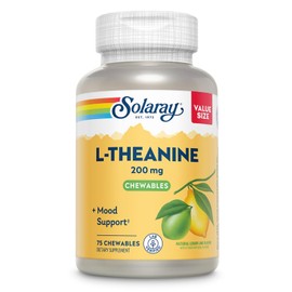 SOLARAY L Theanine 200mg, Mood Support Supplement with Vitamin B6 - Calming Support During Occasional Stress - Natural Lemon Lime Flavor - 60-Day Guarantee, Lab Verified - 75 Servings, 75 Chewables