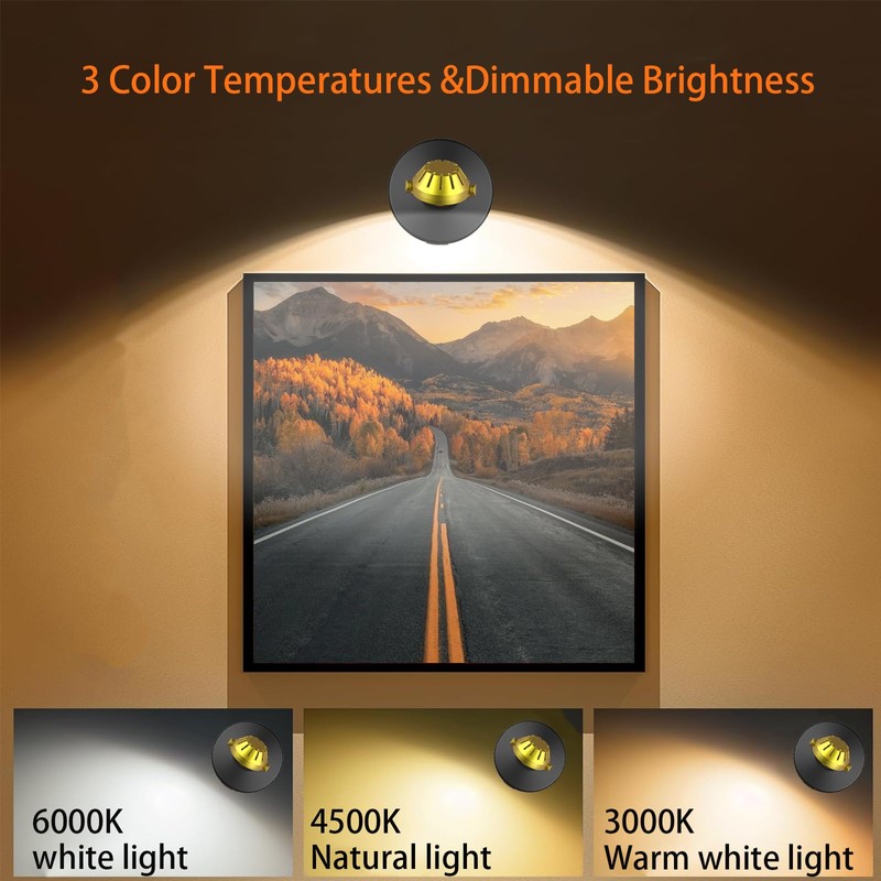 Wireless LED Spotlight 2 Pack, Rechargeable Uplights Picture Lights with