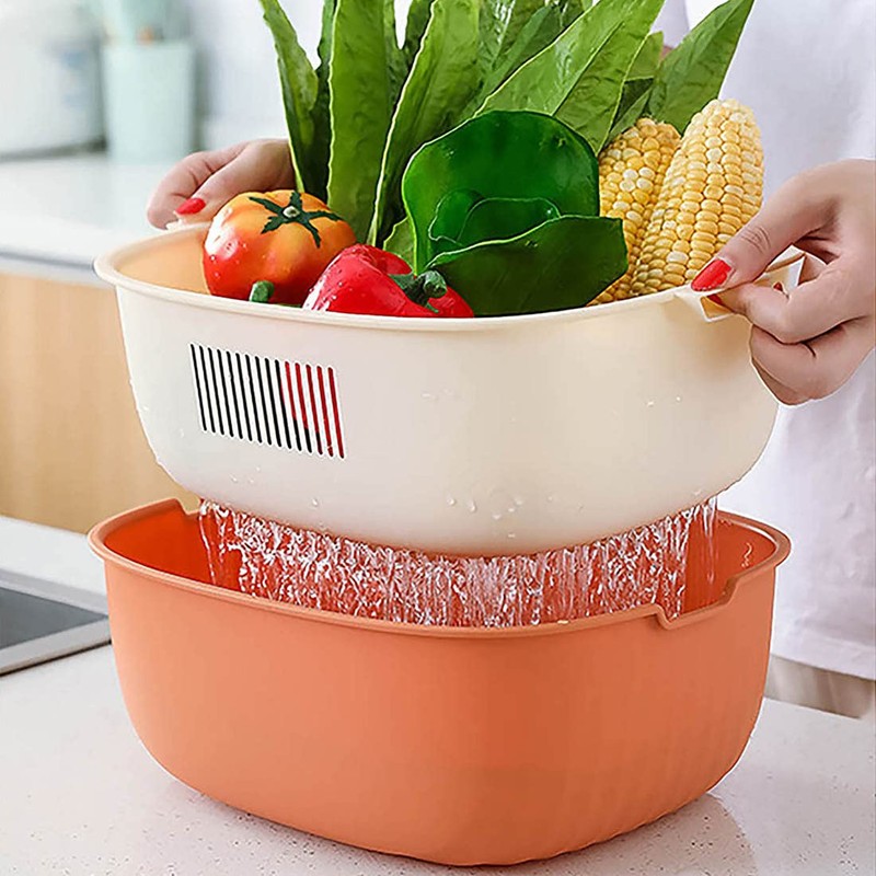 Youka Kitchen Strainer Drain Basket, 2 in 1 Strainer Bowl