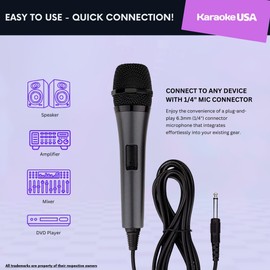 Karaoke USA M187 Professional Dynamic Microphone (Corded),Black