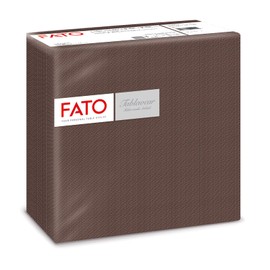 Fato - Trockene Papierservietten, Airlaid, Textileffekt, Packung mit 50 Servietten, Größe 40x40 gefaltet in 4, Dekorfarbe Schokolade