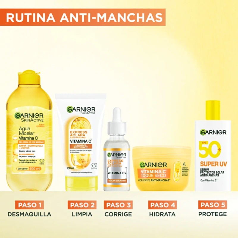 Garnier Hidratante Toque Seco Antimanchas Vitamina Acido Hialurónico Hidrata Piel