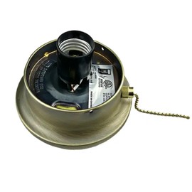 JNXQWE Wired Flush Mount Ceiling Fixture Kit with On/Off Pull Chain Switch,3-1/4"Fitter Glass Shade Holder Set,Flush Mount Wired Fixture Holder Kit,4-3/4" Diameter x 3" Height (Antique Brass)