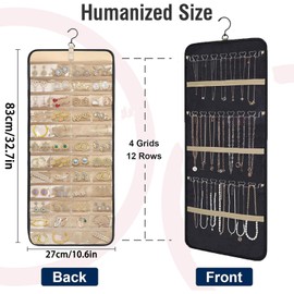 Hanging Jewelry Organizer Storage Roll,Double sided jewelry storage bag, necklace, earring, bracelet, ring and other storage organizer, suitable for walls, doors
