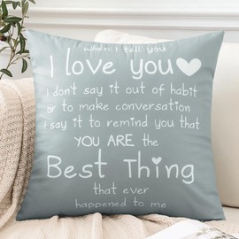 JOTOM Cushion Cover 55x55 cm I Love You You're The Best Things That Ever Happened to Me Throw Pillow Cover for Girlfriend Husband Wife Romantic Valentines Day Home Decor (Grey)