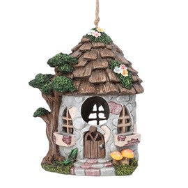 Casa de pájaros de resina para exteriores, casas de pájaros para exteriores para anidar, casas decorativas de piedra para decoración de jardín, a prueba de agua