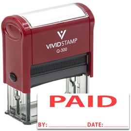 PAID By Date Self Inking Rubber Stamp (Red Ink) Large