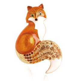 GFM® Fox Brooch - Christmas, Birthday Mothers day - (Golden Brown)-(Brch-FOX-ENM-SNKEK)