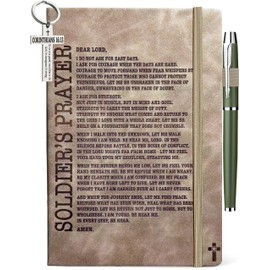 Soldier Gifts Men Women, Soldier Prayer Leather Journal 200 Pages Notebook A5 Lined with Pen and Keychain, Gift for Army Soldier Military Veteran Graduation Joining Deployed Retirement Christmas