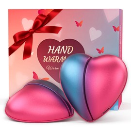 Hand Warmers Rechargeable 2 Pack, 5200mAh Heart-Shaped Electric Handwarmers, Reusable Portable Pocket Heater, Great Gifts Stocking Stuffers for Women, Valentines Day Gifts for Her - Red/Blue