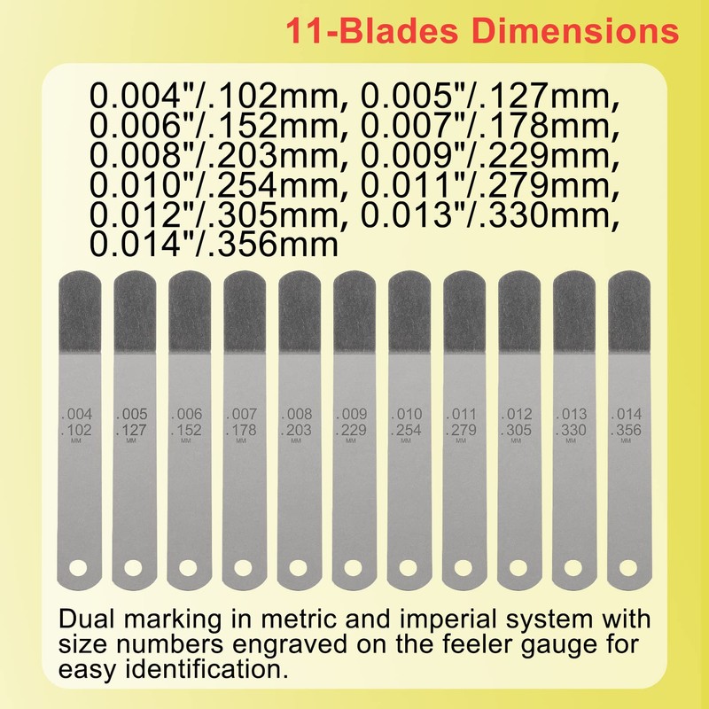 yourour A308 Offset Valve Tappet Gauge Set, 11-Blades Feeler Gauge/Feeler