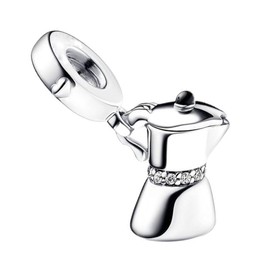 ZURWTCH Moka Pot Dangle Charm Fit Women Bracelet Necklaces Fashion Gifts 925 Sterling Silver DIY Jewelry