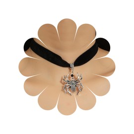 TseenYi Black Velvet Choker Necklace Goth Silver Spider Dark Neckalce Punk Spider Velvet Suede Neckalce Dark Spider Pendant Necklace Jewelry for Women and Girls Gifts