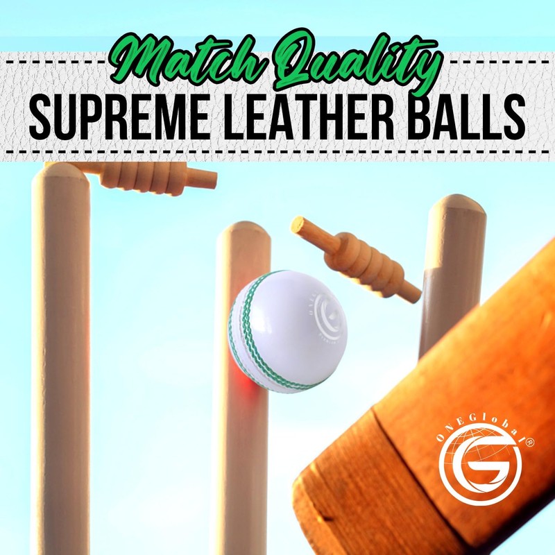 ONEGlobal Supreme Leather Cricket Ball | 100% Handstitched, 156g -