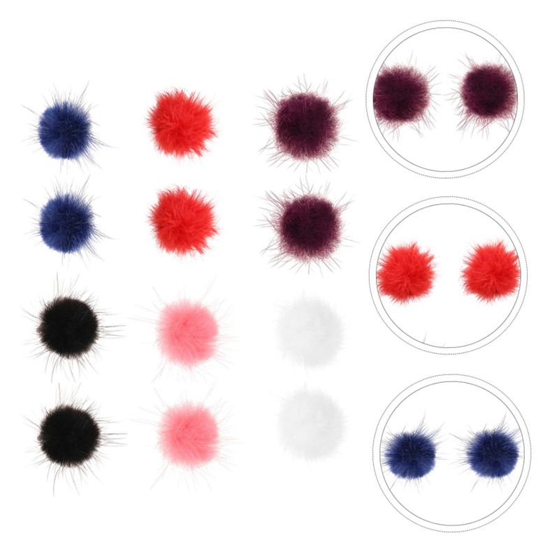 COLLBATH 6 Pairs Autumn Winter Fur Ball Earrings Ladies Earrings