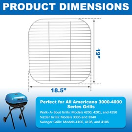 Outspark Cooking Grid for Americana 3000-4000 Series Charcoal Grills Walk-A-Bout, Swinger, Sizzler Stainless Steel Grill Grates Replacement Parts for Outdoor Grilling,1 Pack
