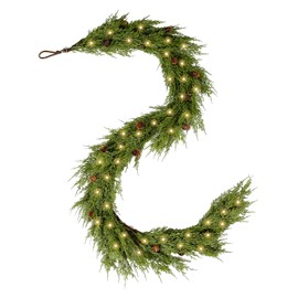 WBHome Real Touch Norfolk Pine Christmas Garland, Winter Greenery Garland for Christmas, Holiday Seasonal Outdoor/Indoor Home Decor, 6 FT Long