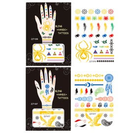 Wrapables Trendy Temporary Metallic Hand Tattoos, Spider and Dream Catcher
