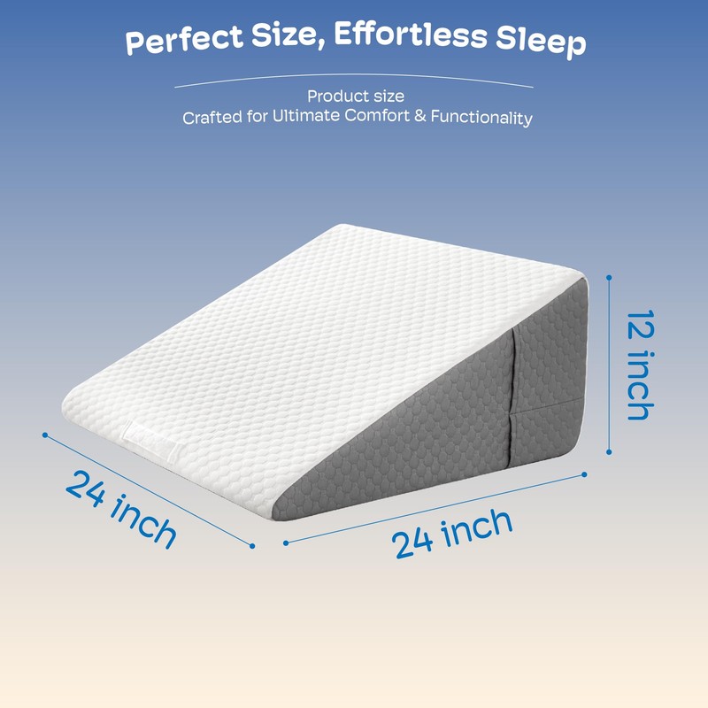 Simpledad 12" Bed Wedge Pillow for Post-Surgery Sleeping & Headboard