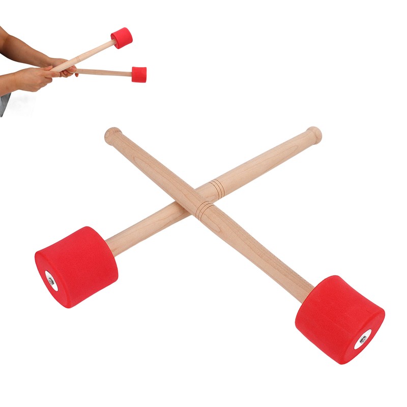2PCS Bass Foam Drum Mallet Oak Handle EVA Foam Head