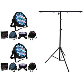 MR DJ LS100 Stand & 2 MEGA354 Slim Disco DJ Party Club Stage Show Lighting Flat Par Wash Lighting