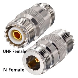 Boobrie N Type to UHF Connector UHF Female to N Female Connector RF Coaxial Adapter 50 ohms N Female to SO-239 UHF Female for WiFi Antenna, CB Radio, Analyzer, Coaxial Cable Pack of 2