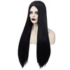 ANOGOL Long Black Wig Middle Part Witch Vampire Cosplay Goth