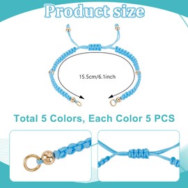 PH PandaHall Pack of 25 5 Colours Twisted Cord Bracelets Semi-Finished Bracelet Adjustable Bracelets Braided Cord Bracelets for Making DIY Bracelets and Jewellery, Nylon