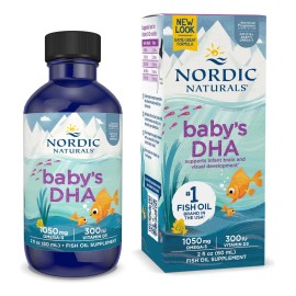 Nordic Naturals Suplemento Baby's DHA, 1050 mg de Omega + 300 UI vitamina D3, 2 fl oz (60 ml)