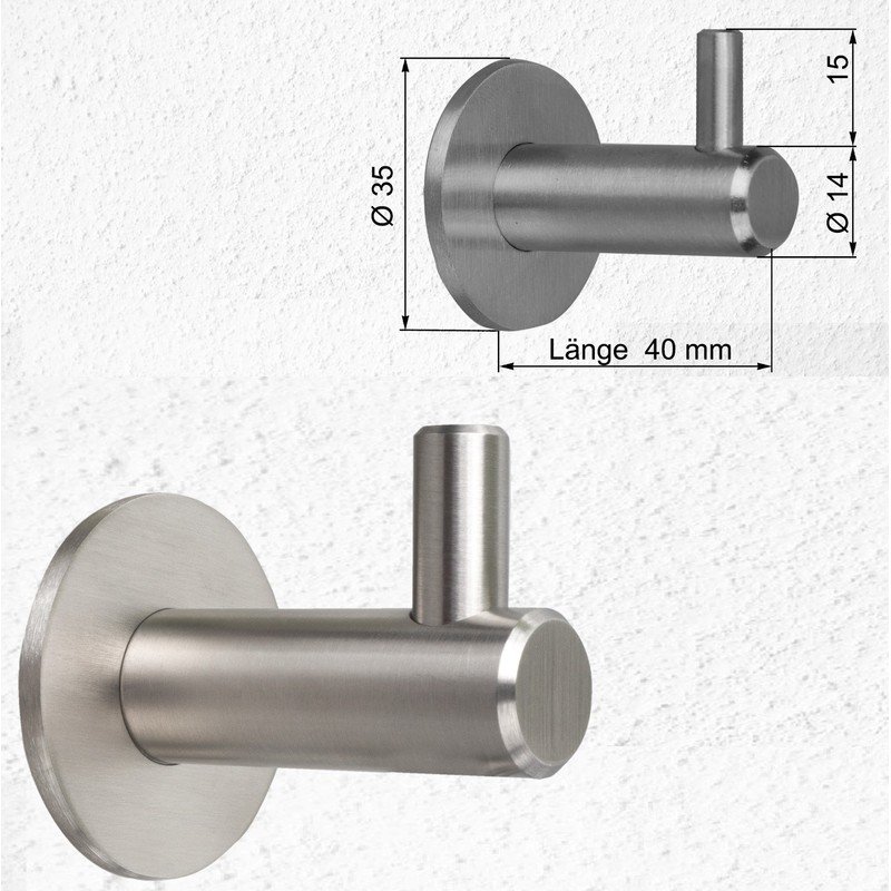 Stahlia 2 Coat Hooks Brushed Stainless Steel Coat Hooks Wall
