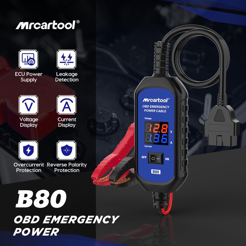 MR CARTOOL OBD2 Car Memory Saver Cable with Voltage and