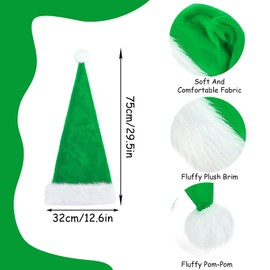 Pack of 2 Christmas Hats, Santa Hat, Children's Plush, 38 cm Plush Santa Hat with Double Velvet for Christmas Parties, Comfortable, Thick, Classic Santa Hat for Festive Parties in the New Year