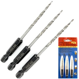 FTG USA 3 Piece Same Size #4 (7/64") Replacement Wood Countersink Set Tapered Drill Bit Only Value Pack