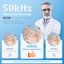 Ultrasonic Retainer Cleaner Machine, 50kHz Ultrasonic Denture Cleaner with Durable Removable Base&4 Modes Digital Timer, Dental Cleaning Pod for Mouth Guard, Braces, Jewelry, Aligner, Toothbrush