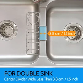 Kitchen Sponge Holder Stainless Steel Hanging Sink Caddy 3 in 1 Sponge Holder for Kitchen Sink, Space Saving Kitchen Sink Organiser with Dish Cloth Hanger
