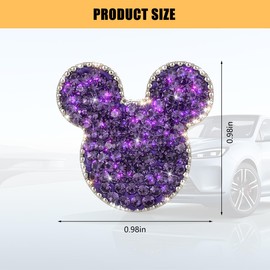KHGUZ Bling Car Tire Valve Stem Caps, 4PCS Dustproof Crystal Rhinestone Cartoon Mouse Design, Sparkling Attractive Auto Wheel Decoration Accessories, Universal Fit (Purple)