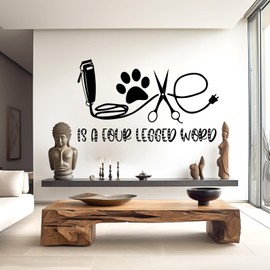 Grooming Salon Dog Wall Decor, Dog Wall Decals, Dog Wall Art, Dog Lover Stickers Pets Bedroom Wall Vinyl Nursery Wall Decals Art 017RS (White, 33x55)
