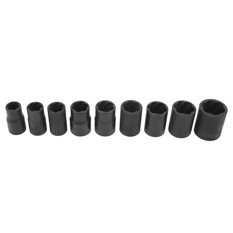 10PCS Twist Impact Socket with 8mm Straight Rod 3/8in Drive
