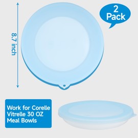 Purekra 2 Pack Silicone Lids for Corelle 30-Oz Versa Bowls, Freezer & Microwave & Dishwasher Safe (Bowl not included)