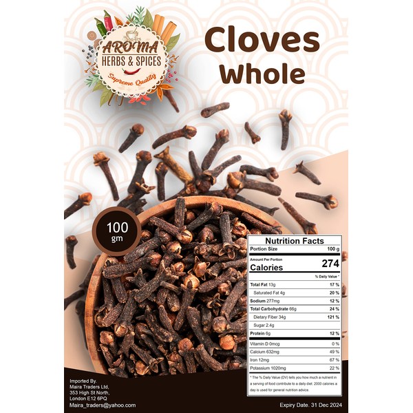 Clove Whole | 100g | Premium Quality | Handpicked | Authentic | Gently Dried | Vegan | Natural