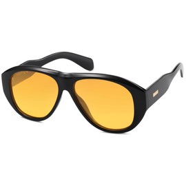 SOJOS Retro Oversized Polarized Aviator Sunglasses for Women Men Vintage 70s Style UV Protection Sunnies SJ2328, Black Frame/Orange Lens