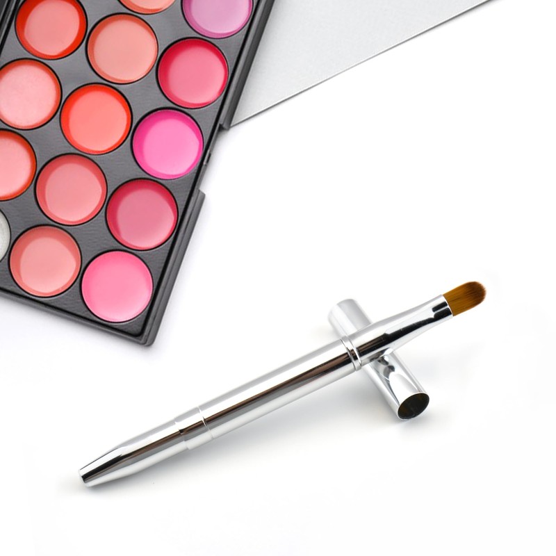 Quacc Double-ended Lip Makeup Brush, Retractable Lip Brush for Lipstick,