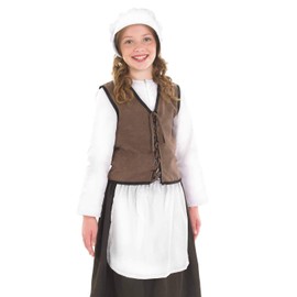 Fun Shack Tudor Costume For Girls Victorian Villager Innkeeper Outfit Medieval Dress Costumes for Girls X-Large