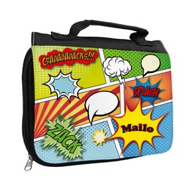 Toiletry Bag with Name Mailo and Comic Design for Boys Toilet Bag with First Name Wash Bag for Children