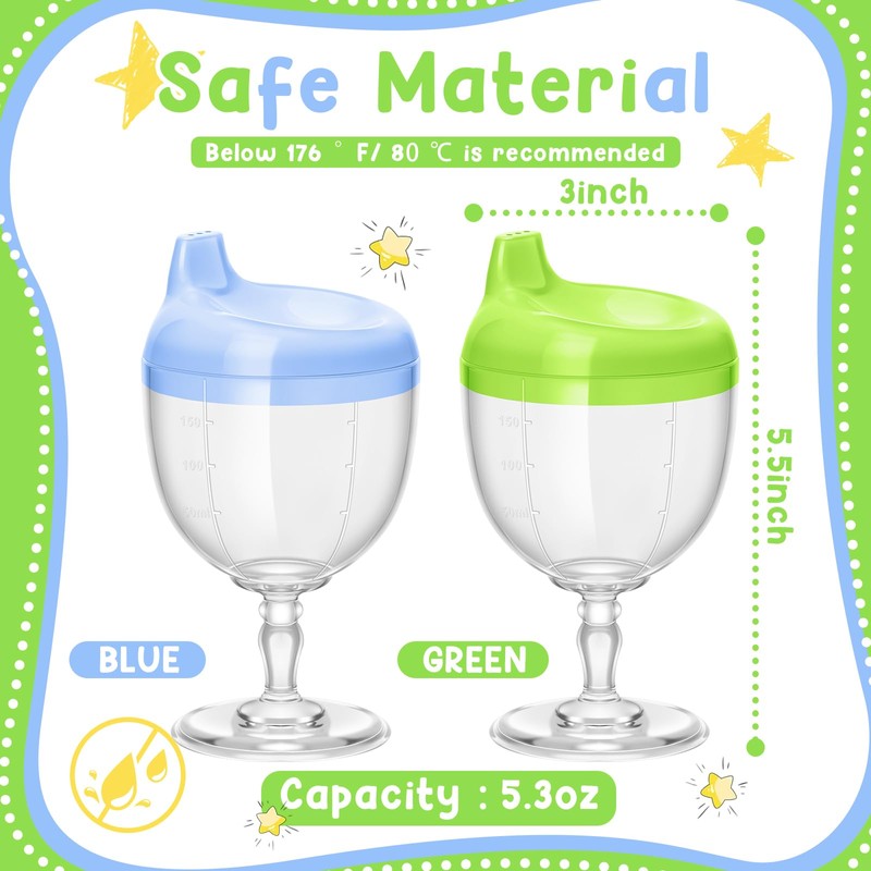 Irenare 2 Pcs Baby Wine Sippy Cup Plastic Goblet Cup