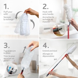 Vileda Flex & Catch Heavy Duty Duster Refills (5 Count) | Disposable Duster Refill with Cleaning Fibres Made of 100% Recycled Materials | Traps 3X More Dust Than Traditional Feather Duster