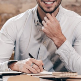 Mabohity Men's / Women's Matt Brushed Titanium Ring, Curved Wedding Band, Engagement Ring, Friendship Ring, 3 mm, 4 mm, 6 mm, 7 mm, 8 mm Width, Black, Silver, Size 47 to 72, Titanium, 8 mm, 14 in bag