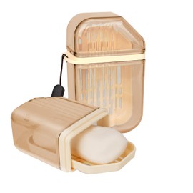 DODAMOUR Travel Soap Case 2 Pack, Plastic Travel Soap Holder with Drain, Portable Bar Soap Box Travel Container for Traveling Home Camping Gym Dormitory (Clear Yellow)